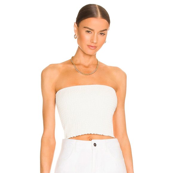 Commando | Tops | New Commando Faux Leather Smocked Tube Top In White ...